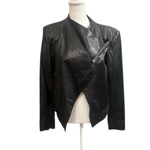 Helmut Lang Leather Jacket Moto Women’s L Asymmetrical Lamb Razor USA $1395 MSRP